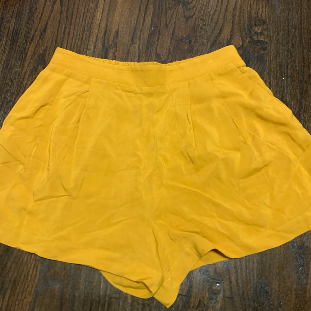 Yellow Flowy Fabric Shorts